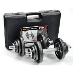 Hantle żeliwne 2x10 kg Profit Hammertone w walizce DK 4135